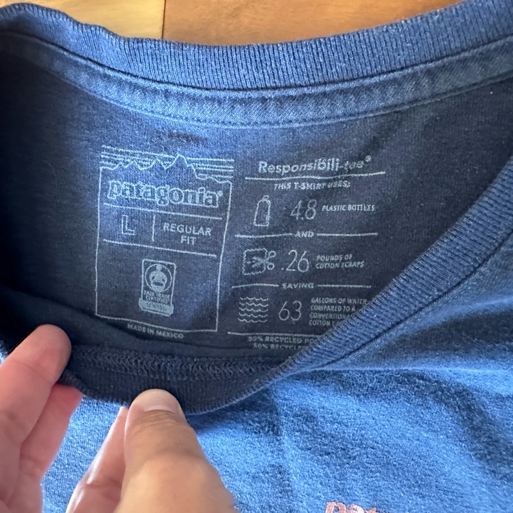 Patagonia Navy Regular Fit Long Sleeve Shirt with Large - Picture 3 of 3